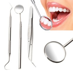 3pcs lot Stainless Steel Dental Clean Tool Teeth Dentist Hygiene Pick Mirror Kit