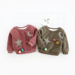 Cute Baby Cartoon Star Moon Pattern Thicken O-neck Sweater