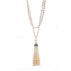 Melissa & Rosella Cultured Pearl 925 Sterling Silver Necklace Pearls Tassels Long Chain