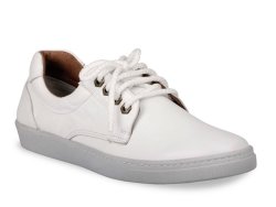 Froggie Women's Genuine Leather Lace-up Sporty Chic Sneaker - White