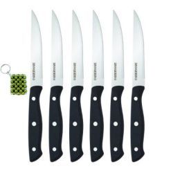Set Of 6 Stamped Steak Knives - Essential Cutlery Set & Keyholder