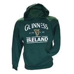 Guinness Official Merchandise Guinness Pullover Hoodie With Guinness Logo & Ireland Print Forest Green Colour Large