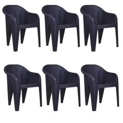 Heavy Duty Outdoor Chair- Black Set Of 6 With Tit Keychain