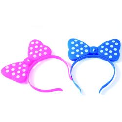 Pink And Blue Light Up Plastic Polka Dot Bow Headbands