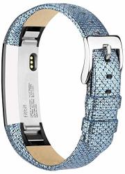 Tobfit Leather Bands Compatible For Fitbit Alta Bands And Fitbit Alta Hr Bands Grid Blue 5.5"-8.1"
