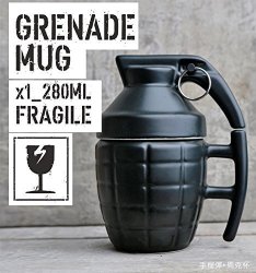 Cedmon Novelty Grenade Shape Design Cup Coffee Mugs Black 18OZ