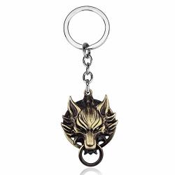 Aember - Witcher 3 Necklace Keychain Wizard Wolf Head Pendant For Men Keychain The Witcher Men Gift Bronze