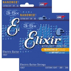 Elixir Custom Light Nanoweb Electric Guitar Strings 2-pack