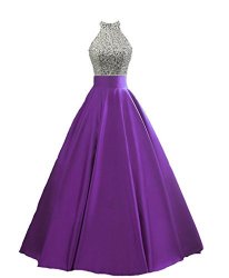 Heimo Women's Sequined Keyhole Back Evening Party Gowns Beaded Formal Prom Dresses Long H123 16 Purple