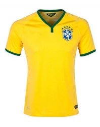 New Brazil 2014 World Cup Nation Home Yellow Soccer Jersey Uniform Man Size XL