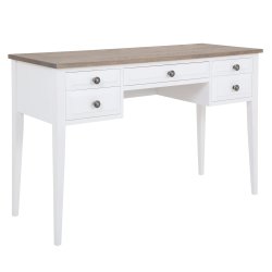 Hampton Desk 5 Drawer White ash Grey Top