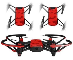 Skin Decal Wrap 2 Pack For Dji Ryze Tello Drone Deathrock Bats Red Drone Not Included