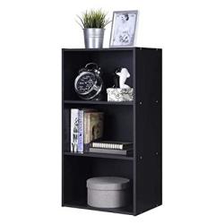 Giantex 3 Shelf Bookcase Book Shelves Open Storage Cabinet Multi-Functional Home Office Bedroom Furniture Display Bookcases Black
