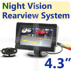4.3 Inch Wireless Parking Monitor + Mini Waterproof Led Night Vision Car Rear View Reverse Camera