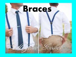 Mens childrens Suspenders Braces - Brown Beige Grey Black