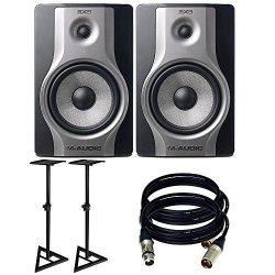 M-Audio BX8 Carbon Pair Speaker Studio Monitors For Music Production And Mixing. With Free Speaker Stands And 2 Xlr Cables.
