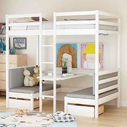 bunk beds that have a desk