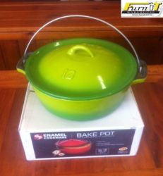 Lk's Pot Bake NO10 Size 3.0 Litre - Cast Iron - Green Enamel