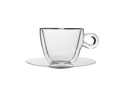 Luigi Bormioli - 300ML Thermic Tea Or Coffee Glass Cup With Saucer - Set Of