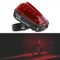 5 Led 2 Lasers Bike Red Flash Tail Rear Light Lamp Bicycle Safety Caution