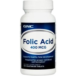GNC Folic Acid 400 Mcg 100 Vegetarian Tablets