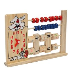 Wooden Clock Number Maths Counting Abacus Bead Kids Educational Calculating Toy