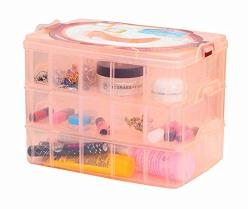 Minghu 3-TIER Transparent Stackable Adjustable Compartment Slot Plastic Craft Storage Box Organizer Snap-lock Tray Container 3 Sizes 4 Candy Colors Available Medium 18 Compartment White