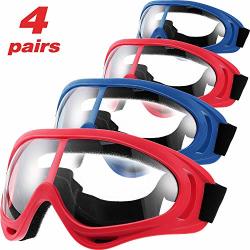 4 Pairs Protective Goggles Safety Glasses Eyewear Face Mask For Teens Game Battle Blue Red Frames