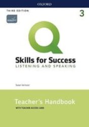 Q: Skills For Success: Level 3: Listening And Speaking Teacher& 39 S Handbook With Teacher& 39 S Access Card Mixed Media Product 3RD Revised Edition