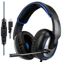 Sades R7 USB Stereo Gaming Headset For PC 7.1 Surround Sound Noise Cancelling Over Ear Headphones With MIC Headset For Laptop Computer Games