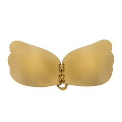 Strapless Backless Adhesive Invisible Push-up Reusable Butterfly Bra-beige - D