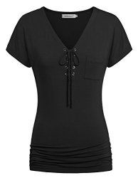 Casual Plus Size Clothing For Women Helloacc Summer V Neck Blouse Acitve Tops