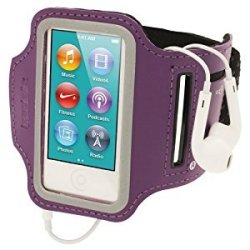 Igadgitz Purple Reflective Anti-slip Neoprene Sports Gym Jogging Armband For Apple Ipod Nano 7th Gen