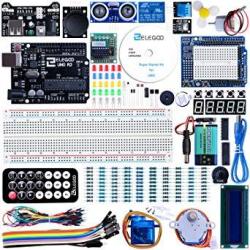 Elegoo Uno Project Super Starter Kit With Tutorial Uno R3 Controller Board LCD1602 Servo Stepper Motor Relay Etc. For Arduino Projects