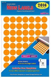 Pack Of 2016 1" Round Color Coding Circle Dot Labels Neon Orange 8 1 2" X 11" Sheet Fits Any Printer