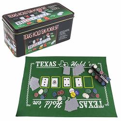 Playko Texas Holdem Poker Set - With Holdem Poker Mat 2 Decks Of Poker Card Poker Chips Set Poker Chip Holder And Tin Poker