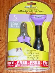 Furminator Deshedding Tool And Nail Clippers Combo Pack For Cats: Small Up To 10 Lbs Long Hair