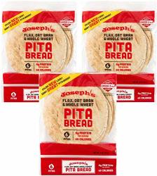 Joseph's Flax Oat Bran And Whole Wheat Flour Pita Bread - Plus New Ridiculously Delicious Pita Bread Recipes 3 Pack