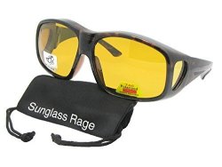 Style F19 Largest Polarized Fit Over Sunglasses With Sunglass Rage Pouch Tortoise-dark Yellow Lens 2 3 4