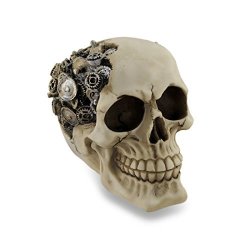 Macabre Steampunk Skull Gear Head Sculptural Statue
