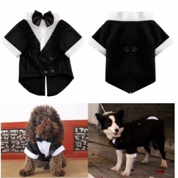 Pet Dog Cat Clothes Puppy Bow Tie Shirt Wedding Suit Clothes Tuxedo Costume Collared Shirt Jumpsuit