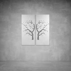 Mirror Tree Wall Art - 800 X 800 X 20 Matt Black Outdoor With Leds