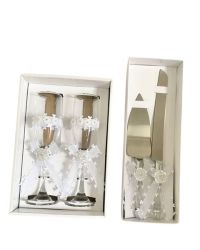 Wedding Champagne Flutes With Matching Knife & Lifter Sets