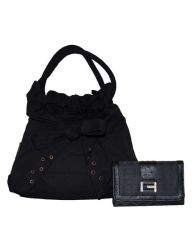 Fino SK-CA8884+B030-093 Canvas Top Handle Curve Bag With Purse