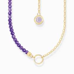 Necklace With Violet Beads Yellow-gold Plated