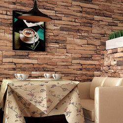 10m 3d Wallpaper Roll Pvc Brick Grain Waterproof Wallpaper Natural Wood Pulp Dull Polish Wall Decor