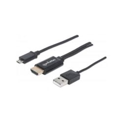 Manhattan Mhl Hdtv Cable - Micro-usb 5-PIN To HDMI With USB Type-a Power Retail Box Limited Lifetime Warranty