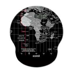 World Wide Map Mouse Pad With Gel Wrist Guard Support