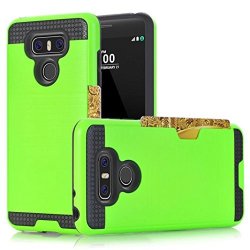 For LG G6 Case HP95 Tm Luxury Shockproof Hard Siliconer Case Cover With Card Holder For LG G6 Green