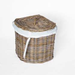 Rattan Corner Laundry Baskets With Lids And Linen Inner Bag - Large - 51 Cm H